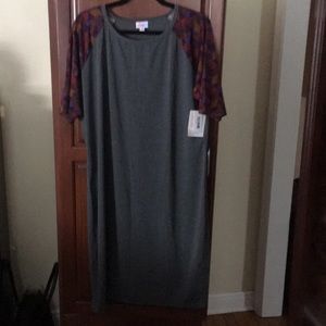Grey with multi colored sleeves fun dress